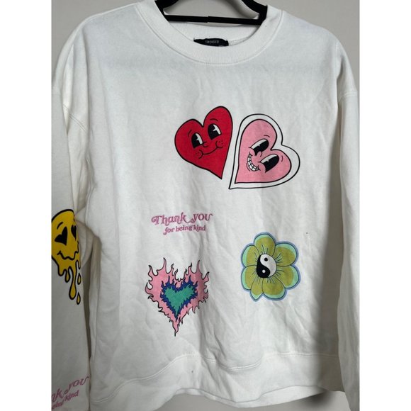 Forever 21 White Graphic Sweatshirt - Size Large - Picture 6 of 9